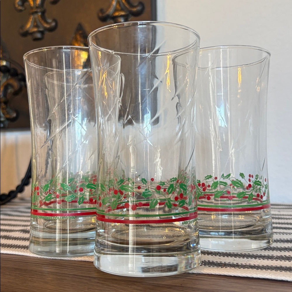 Vintage (1987) Collectible Arby’s Promotional Holly Leaf Glasses, Set Of 4